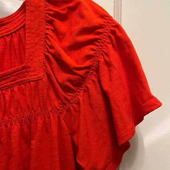 Orange Women’s Square Neck Flutter Sleeve Top - Picture 4 of 7